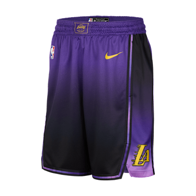 Los Angeles Lakers 2024 25 City Edition Men s Nike Dri FIT NBA Swingman Shorts. Nike